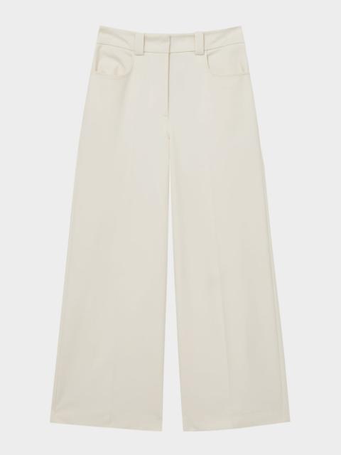 REISS Myrtle Cropped Wide-Leg Twill Trousers
