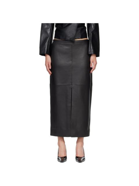 rag & bone Black Bessie Leather Midi Skirt