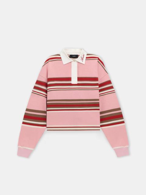 AMIRI WOMEN'S STRIPED OVERSIZED LONG SLEEVE POLO