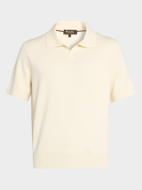 Loro Piana Men's Empire Wool Jersey Knit Polo Shirt