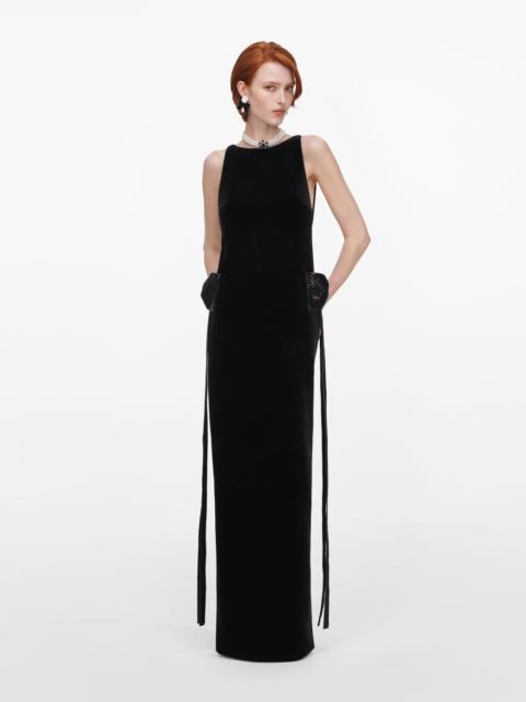 self-portrait Black Velvet Bow Sides Maxi Dress