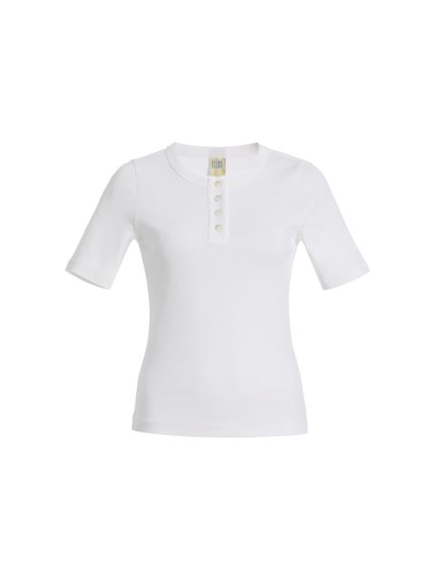 FLORE FLORE Jess Cotton Henley T-Shirt white