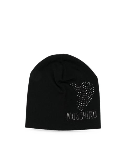 Moschino crystal-embellished heart beanie hat