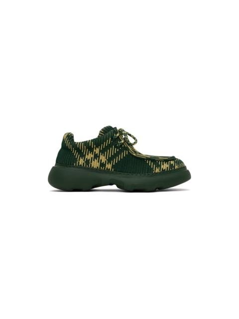 Burberry Green & Yellow Check Woven Creeper Derbys