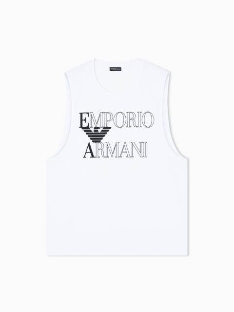 EMPORIO ARMANI BOLD LOGO BEACHWEAR TANK TOP IN JERSEY