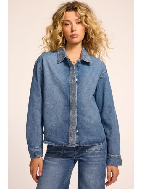 RAMY BROOK Alison Embellished Denim Button Down Top