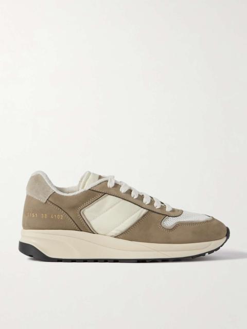 Track suede, shell and mesh sneakers