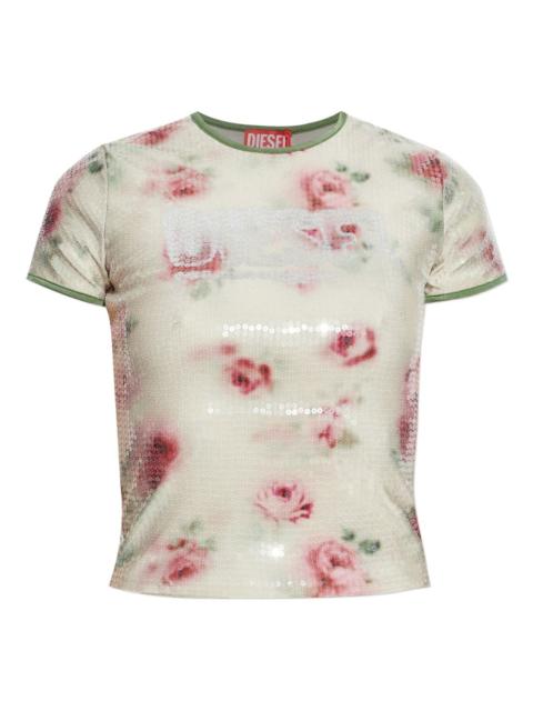 Diesel T-Unkel  floral sequin T-shirt