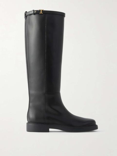 Tod's Gomma embellished leather knee boots Black