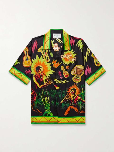 CASABLANCA Music For The People Convertible-Collar Printed Silk-Twill Shirt