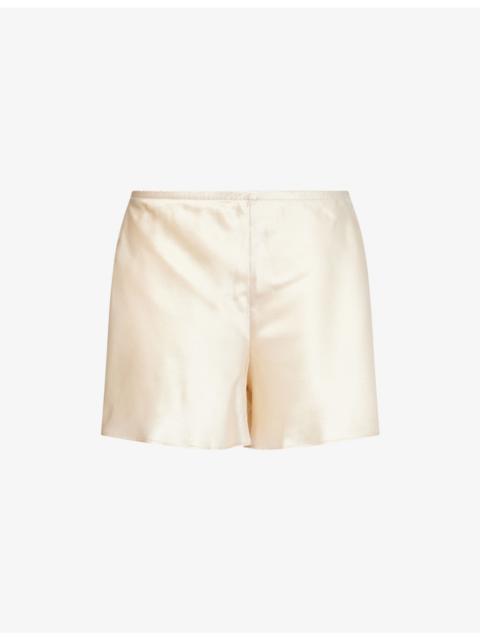Reformation Gale Mid-Rise Silk Shorts