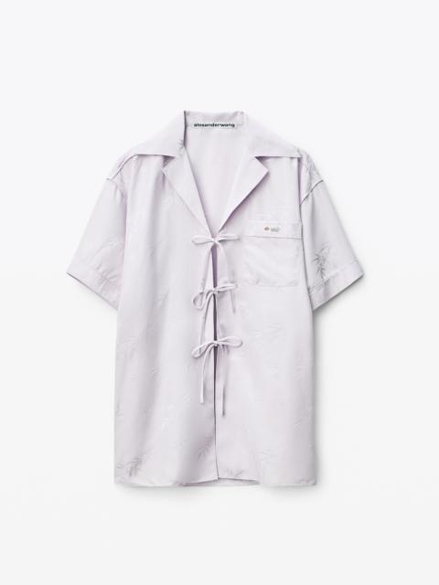 Alexander Wang SHORT-SLEEVE TIE TOP IN VISCOSE JACQUARD