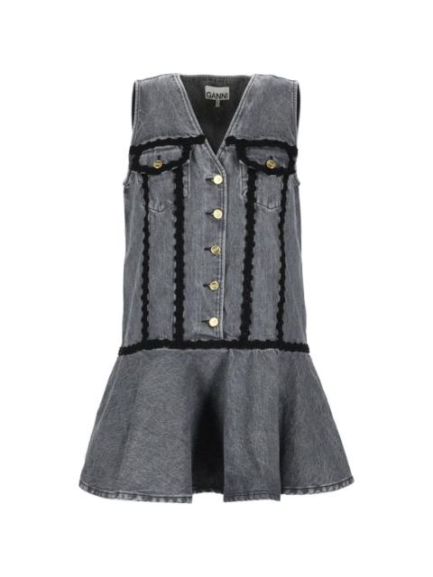 GANNI V-neck flounce dress