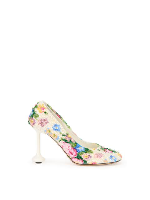 Loewe Toy pump in beaded embroidered canvas