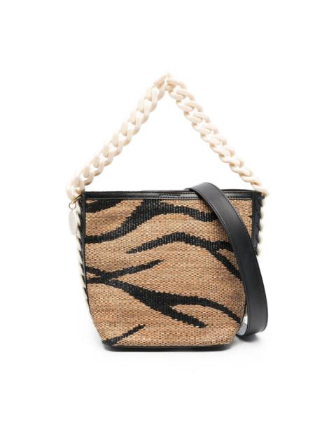 Stella McCartney tiger jacquard raffia bucket bag
