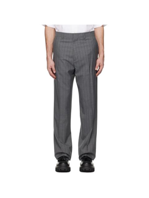 Moschino Gray Wool Pinstripe Trousers