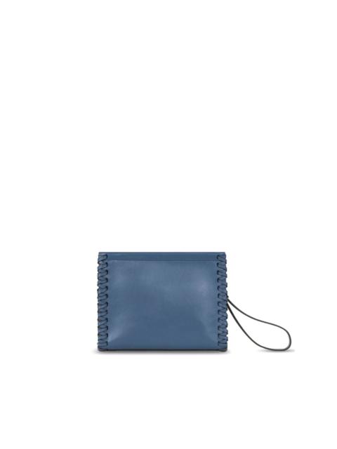Etro medium whipstich-detail leather clutch bag