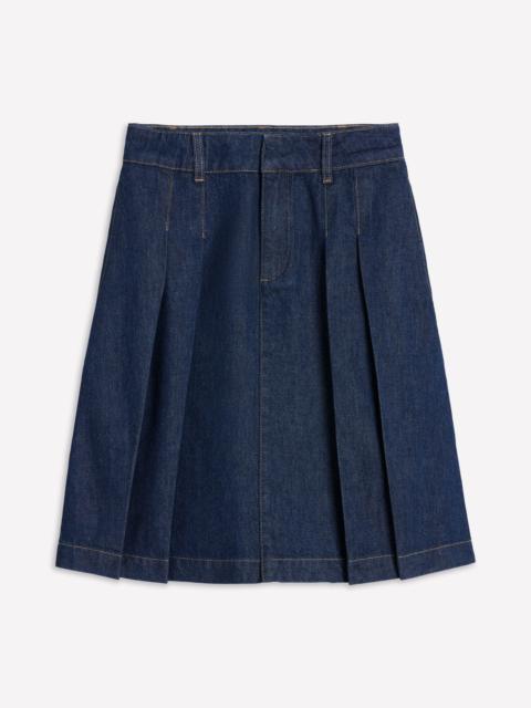 BODEN Pleated Denim Skirt-Indigo