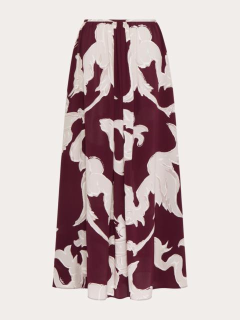 Valentino METAMORPHOS GRYPHON ALLOVER CREPE DE CHINE MIDI SKIRT