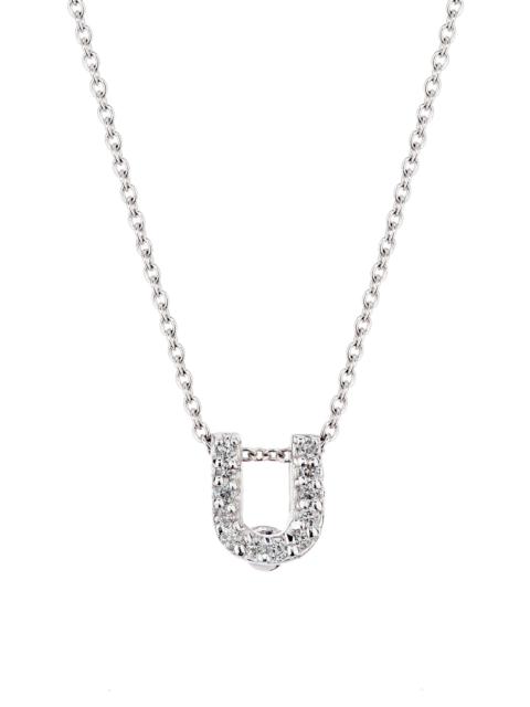 ROBERTO COIN Women's Tiny Treasures 0.08 TCW Diamond & 18K White Gold Initial Necklace - Initial U