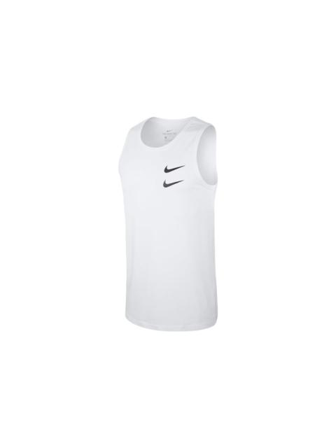Nike Nike Swoosh Casual Sports Printing Breathable Vest White CQ5293-100