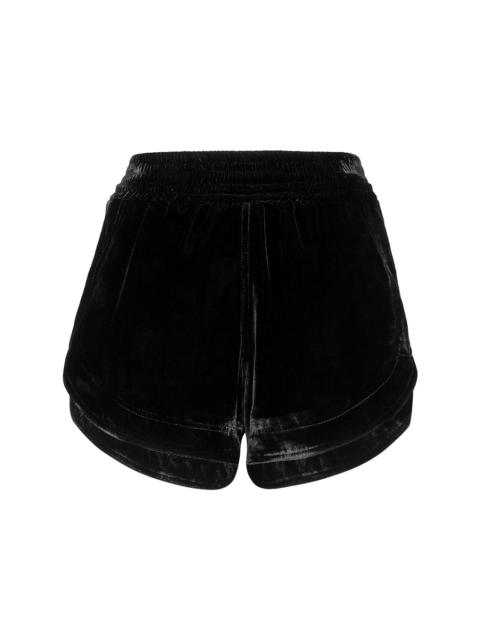 velvet elasticated-waist shorts