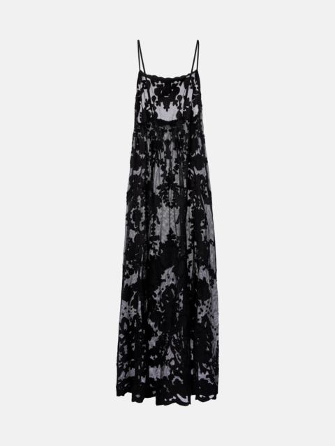 juliet dunn Embroidered sheer cotton maxi dress