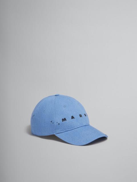 Marni BLUE DENIM CAP WITH MARNI MENDING