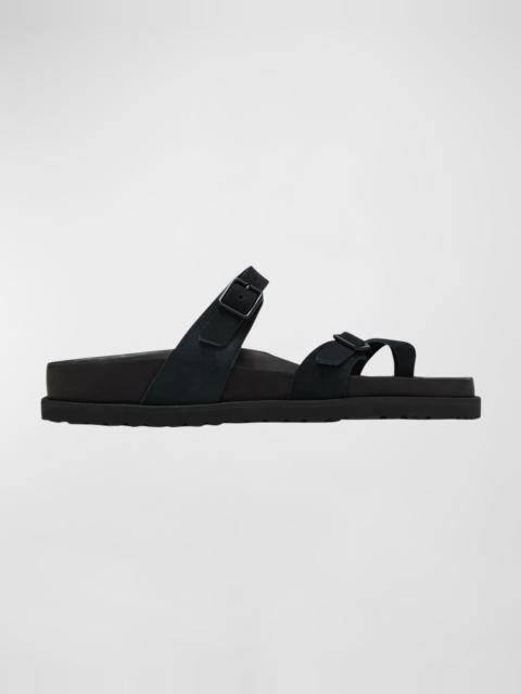 Mayari Suede Dual-Buckle Slide Sandals