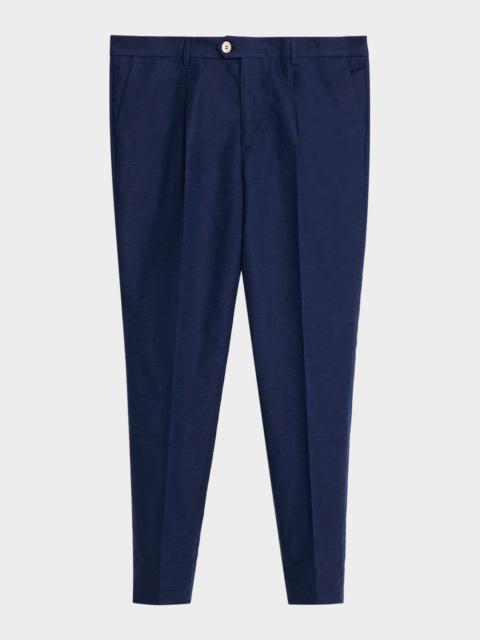 Brunello Cucinelli Men's Cotton and Linen Leisure-Fit Pleated Trousers