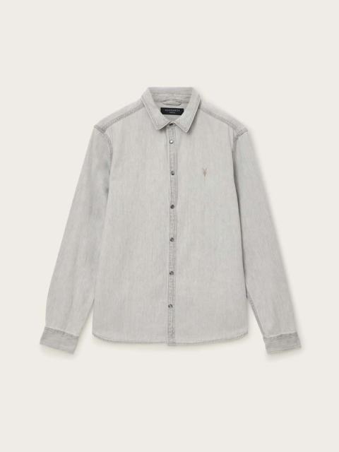 ALLSAINTS GLEASON PRESS STUD RAMSKULL DENIM SHIRT