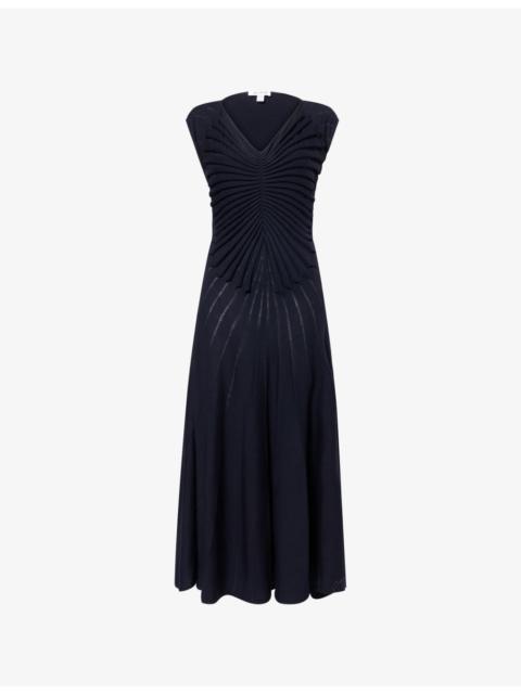 Alaïa Sculpting Asymmetric-Hem Wool Midi Dress