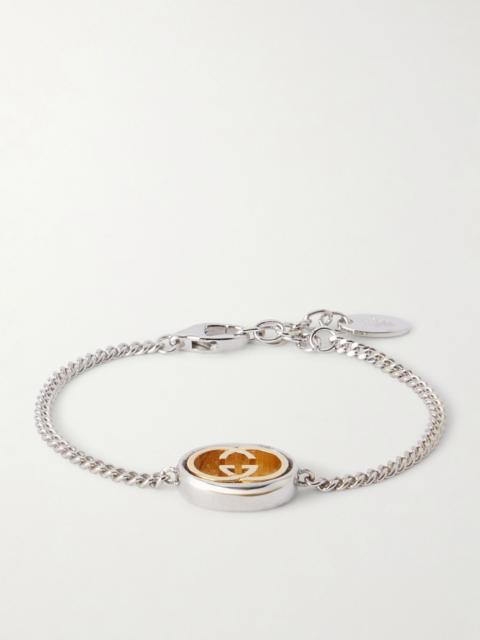 GUCCI Interlocking G-Embellished Silver-Tone Bracelet Silver