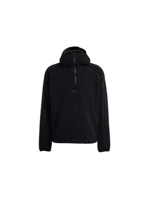 adidas Borg Fleece Teamgeist 1/4 Zip Hoodie Black