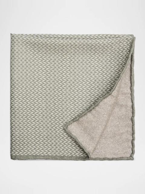 Brunello Cucinelli Men's Chevron Double-Face Silk Pocket Square