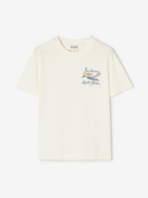 Burberry Feather Print Cotton T-shirt