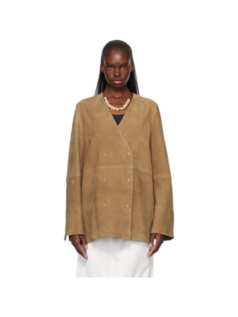 TOTEME Tan V-Neck Suede Blazer