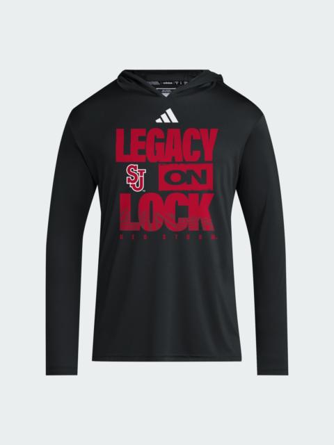 adidas St. John’s Red Storm 2026 Legacy On Lock March Madness D4T Long Sleeve Hoodie