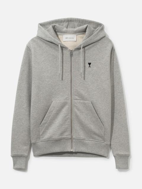 AMI Paris ZIPPED COTTON HOODIE WITH AMI DE COEUR