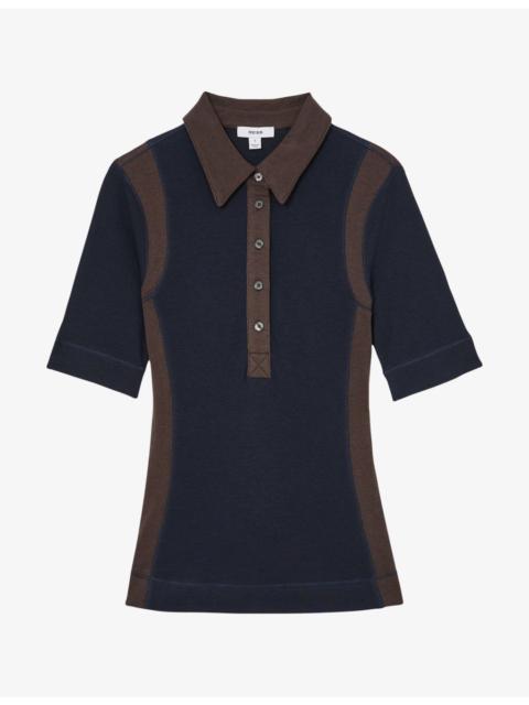 REISS Winnie Colour-Block Stretch Wool-Blend Top