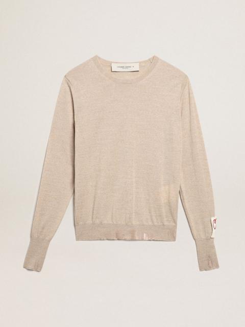 Women's sweater in light brown merino wool