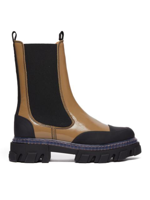 GANNI metallic-leather chunky Chelsea boots
