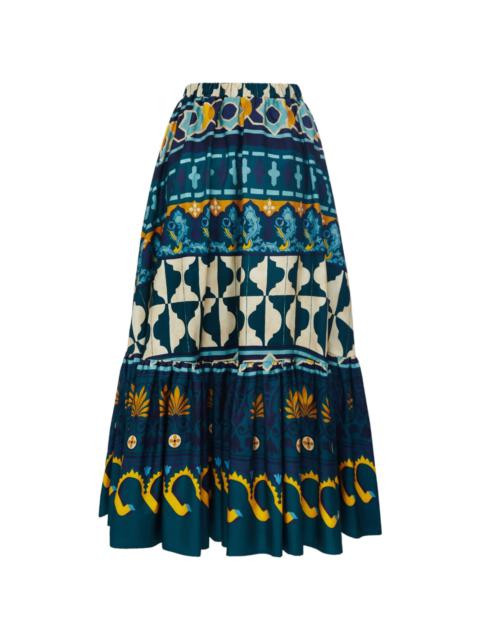La DoubleJ Sunset Casareale-print cotton skirt