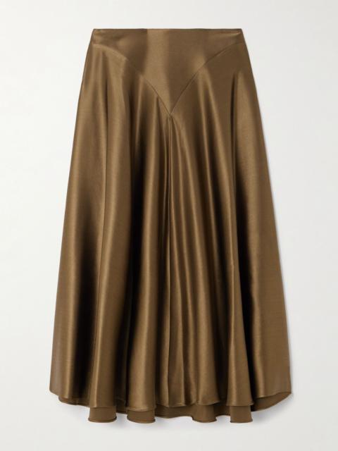 Altuzarra Ames silk-satin midi skirt Dark green