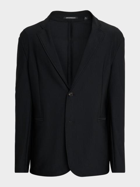 EMPORIO ARMANI Men's Rice Stitch Notch Lapel Sport Coat