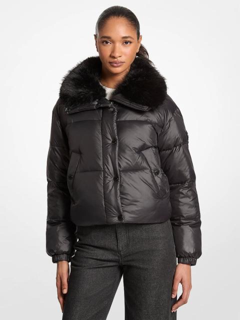 MICHAEL KORS Logo Print and Sherpa Puffer Jacket