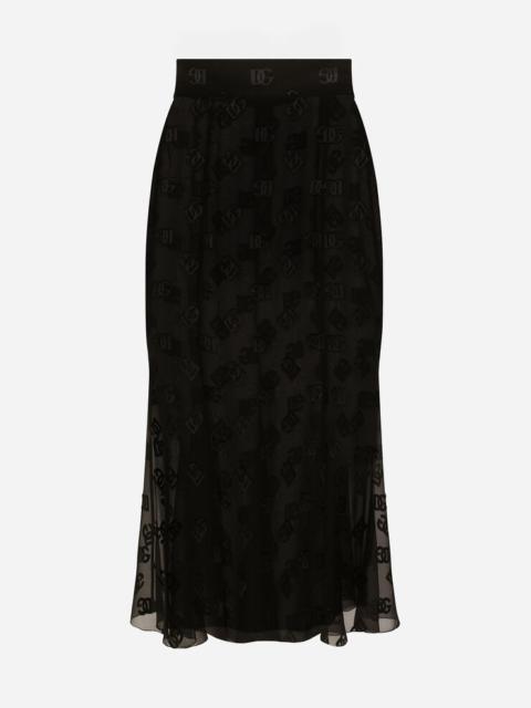 Dolce & Gabbana Devoré satin skirt with all-over DG logo