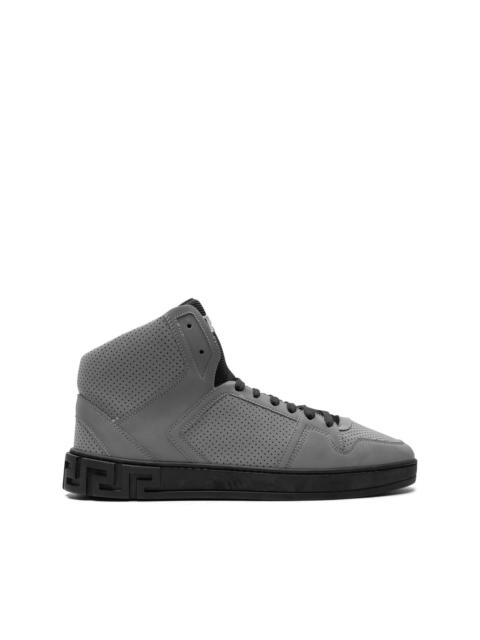 Greca-embossed high-top sneakers