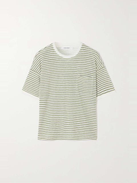 FRAME + NET SUSTAIN striped organic linen-jersey T-shirt