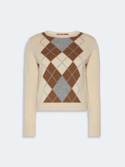 Max Mara FARAONE Argyle wool and cashmere sweater - ECRU